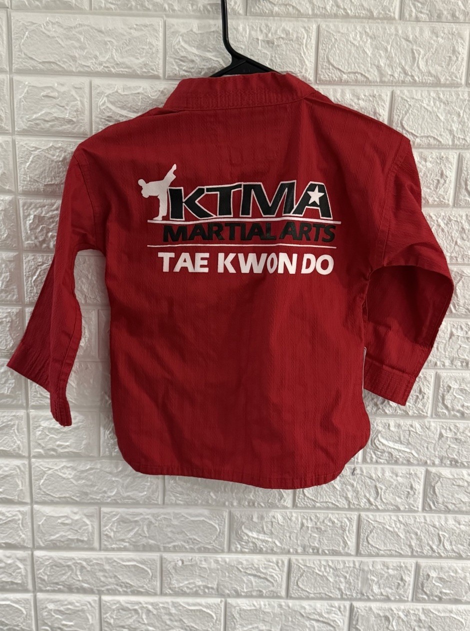 Tusah Kids World Taekwondo Red Shirt Size 000 Uniform Ktma Martial Arts