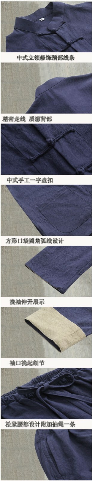 3pcs/set cotton&linen tang suit kung fu tai chi clothing martial arts uniforms