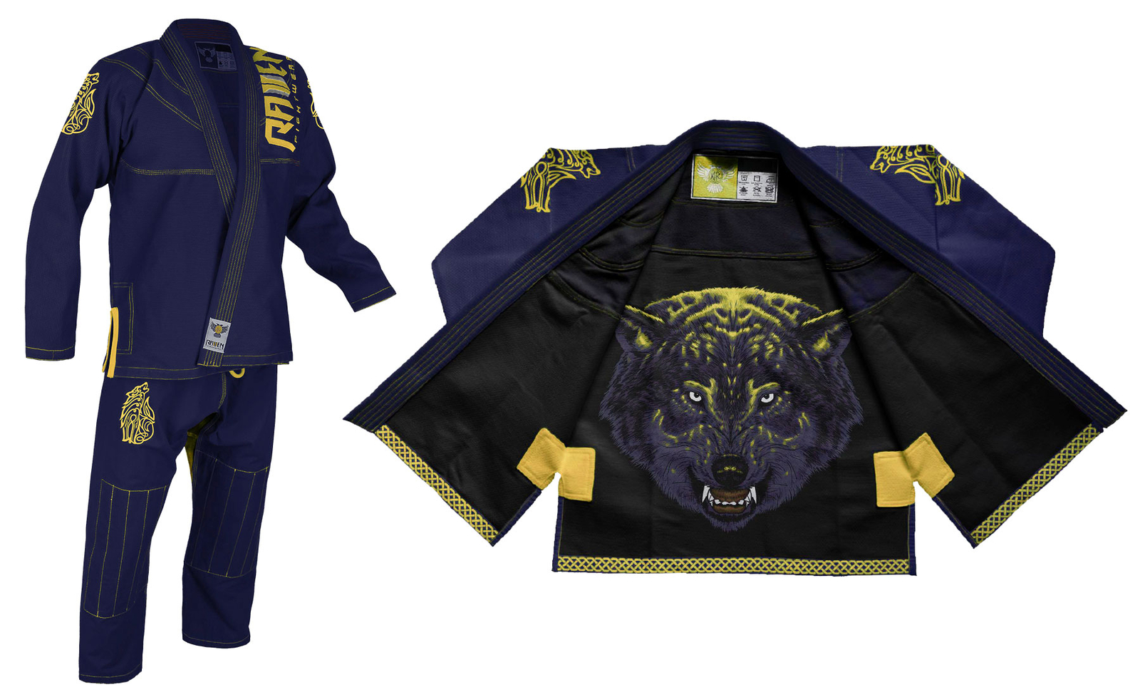 Raven Fightwear Men’s Ulfhedinn Nordic Brazilian Jiu Jitsu Premium BJJ Gi Blue