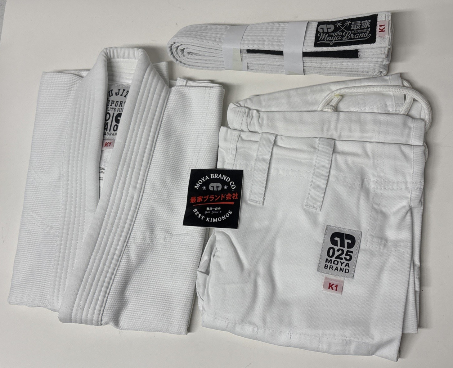 Moya Brand Kids GI 25 Flagship Jiu Jitsu Complete Kimono Size K1 White 025