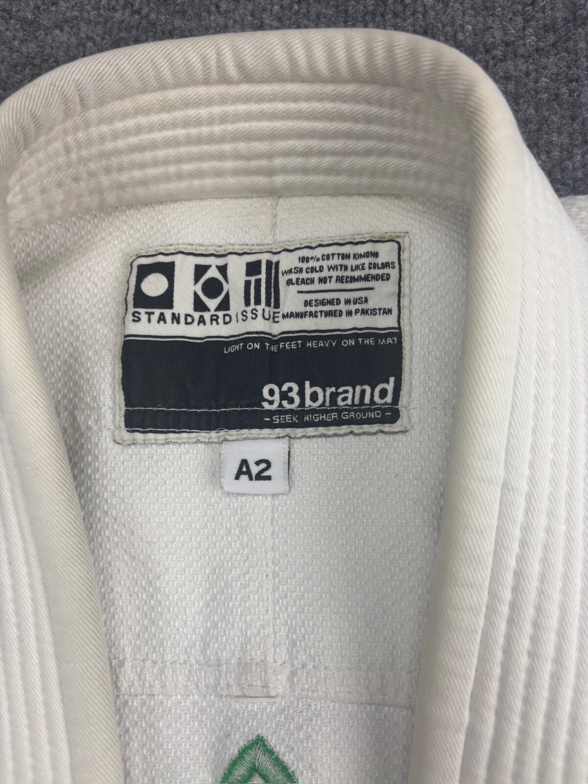 93 Brand Jiu Jitsu Gi Jacket Men’s A2 White MMA Hughes Grappling Academy Logo
