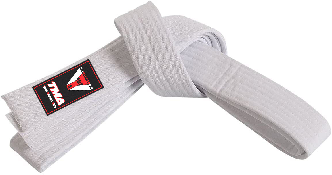 BLACK Karate Uniform, Gi 7 oz Adult Kids w/White belt Tae Kwon US Size TMA