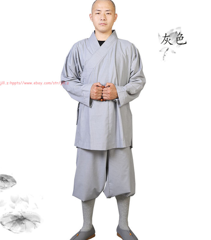Women Men Buddhist Robes Shaolin Monk Kung fu Suit Cotton Meditation Uniforms