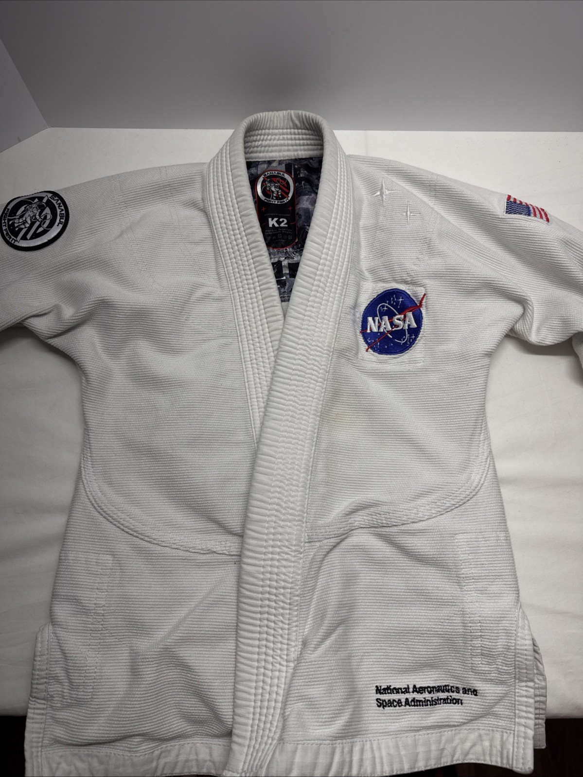 Sanabul NASA BJJ Gi K2 White Jiu Jitsu Uniform Astronaut Patch Complete Gi Pants