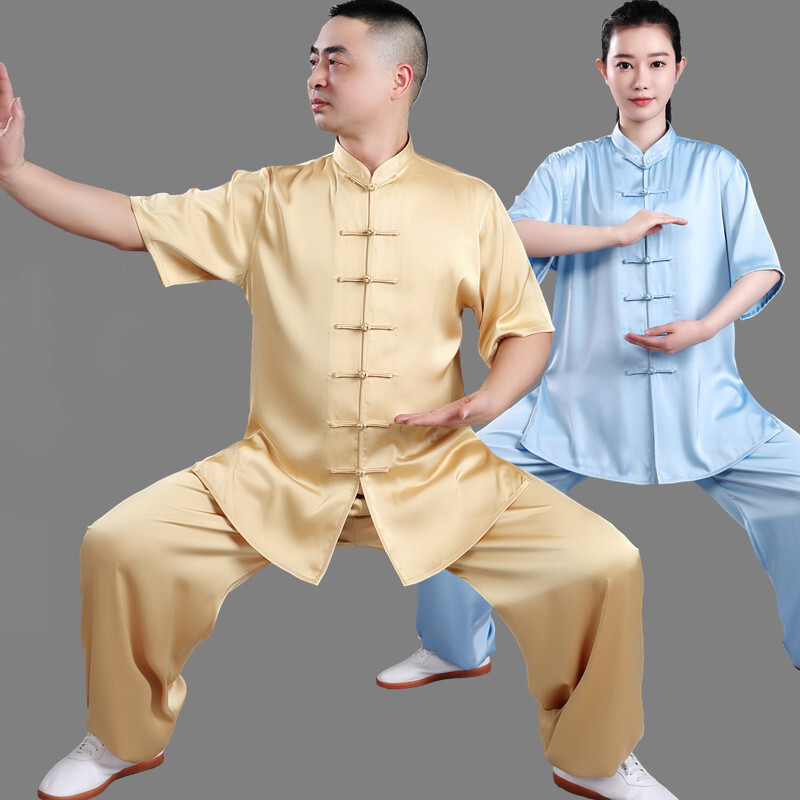 Men Summer Breathable Short Sleeve Kung Fu Shirts Wing Chun Training Vintage