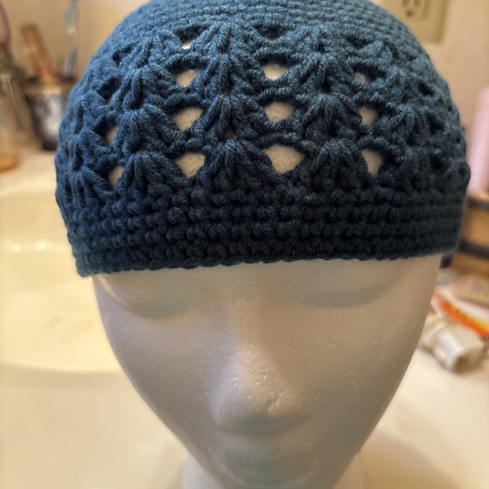 Medium Blue Islamic Skullcap One Size Cotton Nice!!