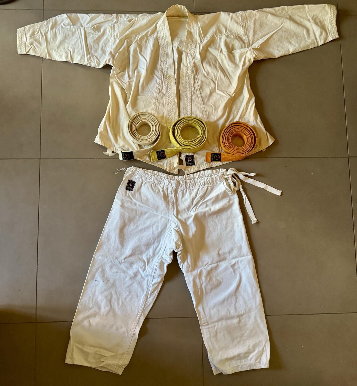 Vintage Late 1960’s/Early 1970’s Tokaido White Martial Arts Judo Gi and 3 Belts
