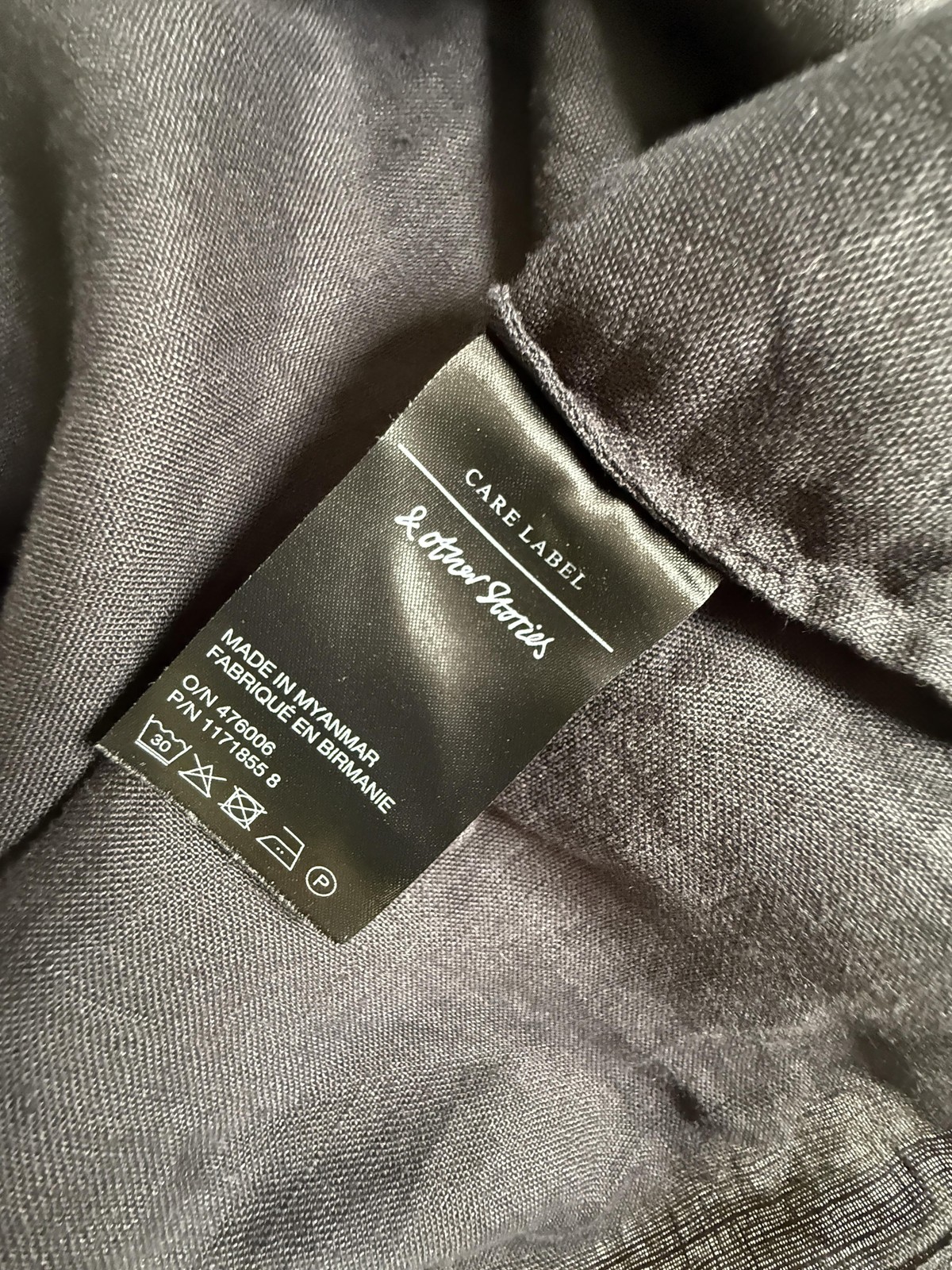 Paris Atelier & Other Stories Linen Dress Women L Gray Puff Sleeve Square Neck