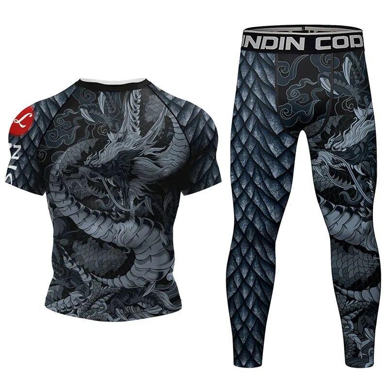 Asian Dragon Print Brazilian Jiu Jitsu BJJ MMA No Gi Compression Rash Guard
