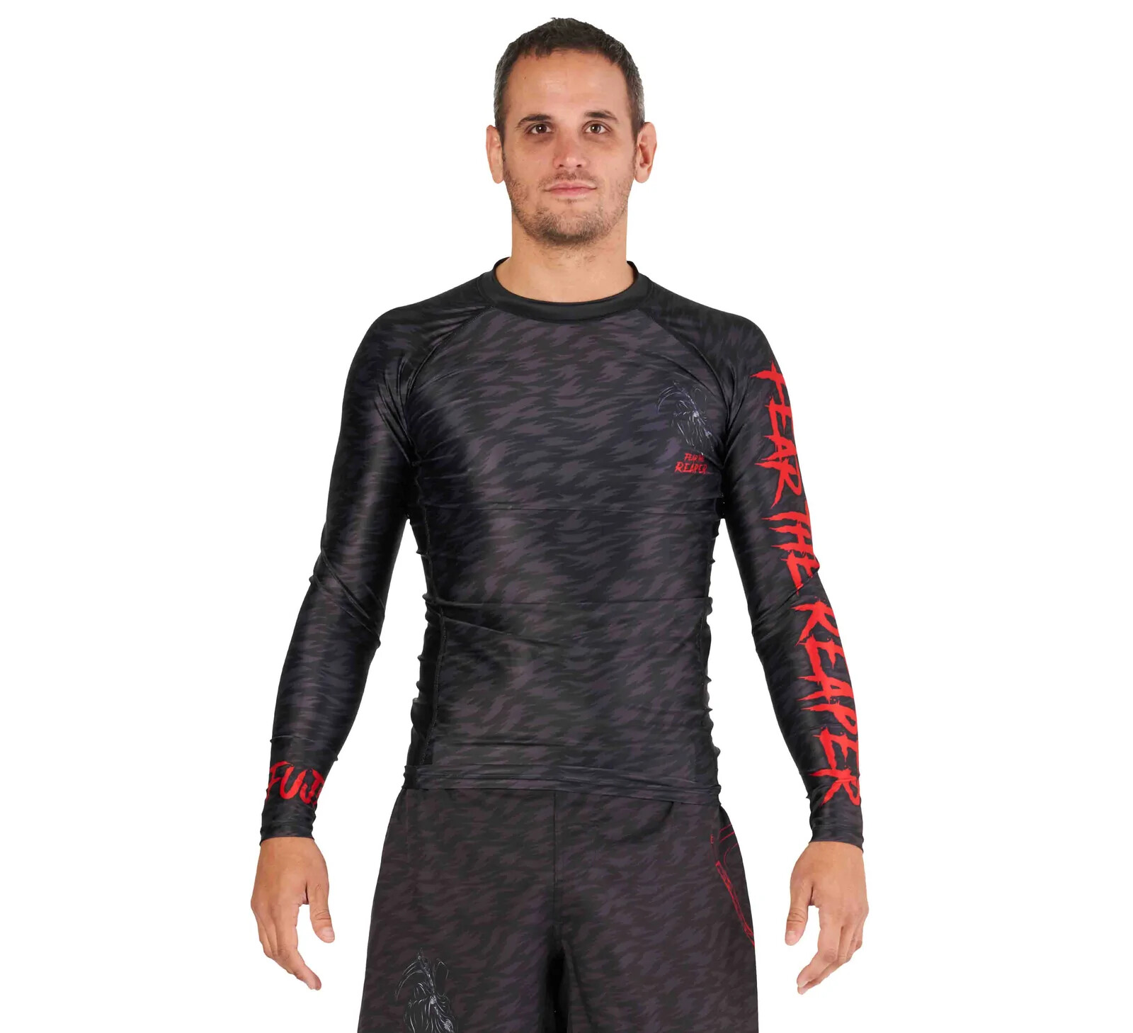 Fuji Fear the Reaper MMA BJJ Jiu Jitsu Long Sleeve LS Rashguard – Black/Red