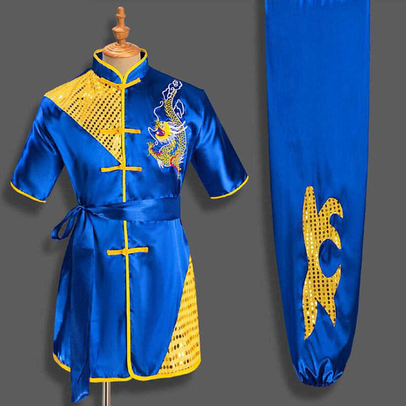 Chinese Kung Fu Suit Martial Arts Outfit Uniform With Sequins Dragon Embroidery