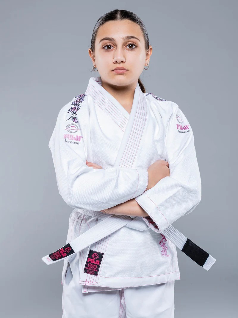 Fuji Kids Childrens Blossom Brazilian Jiu Jitsu Gi Jiu-Jitsu BJJ – White / Pink