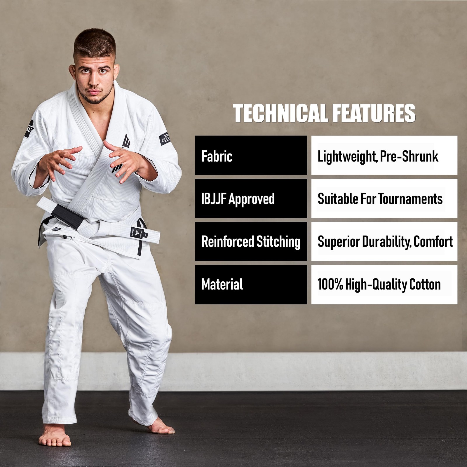 Brazilian Jiu Jitsu BJJ Belts (White, A2)
