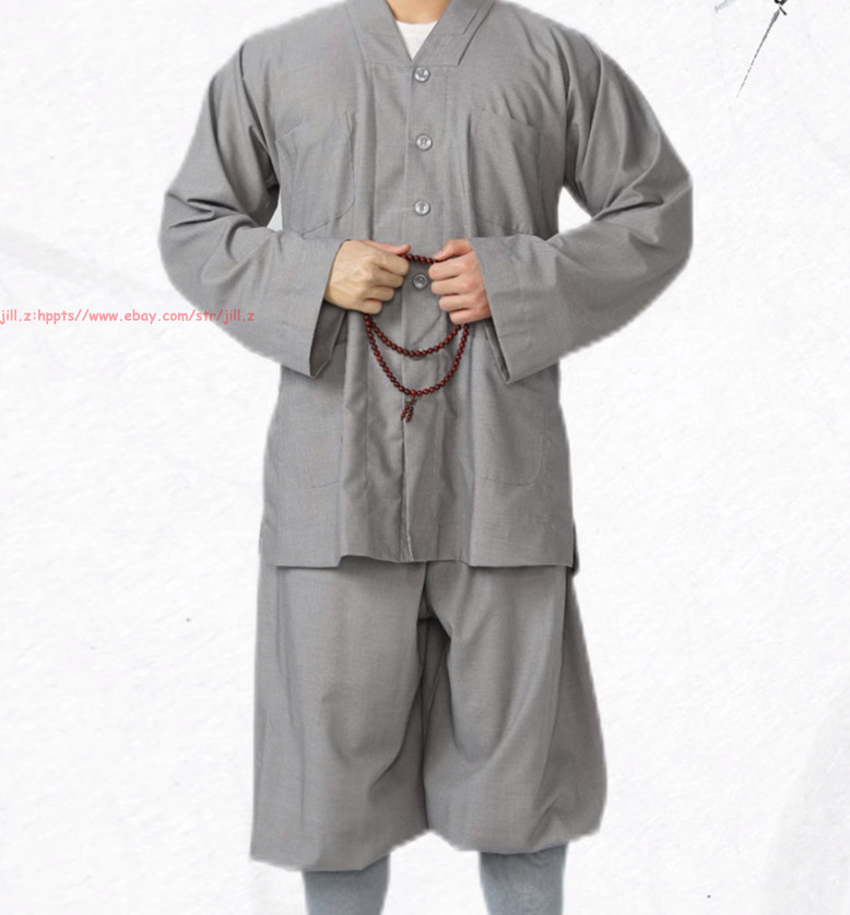 High Quality Casual Suits Buddhist Monk Religion Sets V-Neck Shirt+Pant Uniform