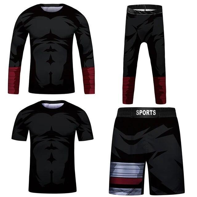 Kids Brazilian Jiu-Jitsu BJJ MMA Rashguard Shorts Set Anime Fighter DBZ Dragon