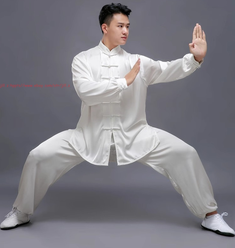 Women Men Kung Fu Tai Chi Uniform Ice Silk Martial Arts Wing Chun Clothes Suit