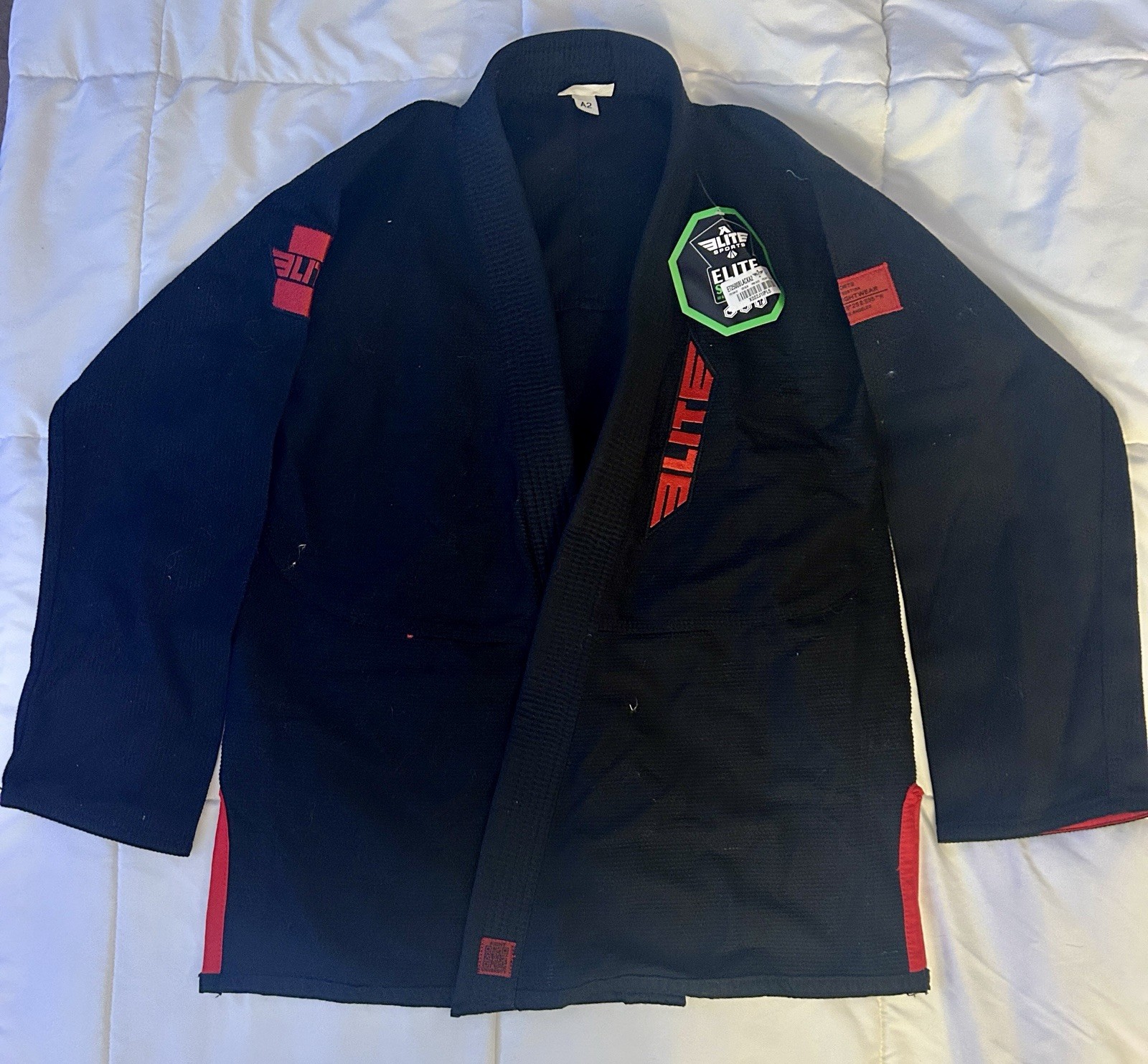 Elite Sports Gi BJJ Ju Jitsu MMA Size A2 Adult Black Red Top Only