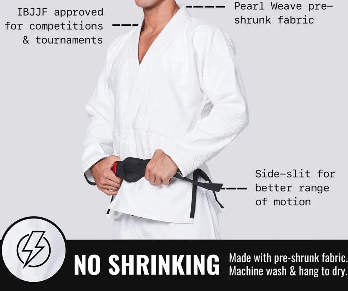Thapur Sports Elite Premium Brazilian Jiu Jitsu Gi White 100% Cotton – Free Belt