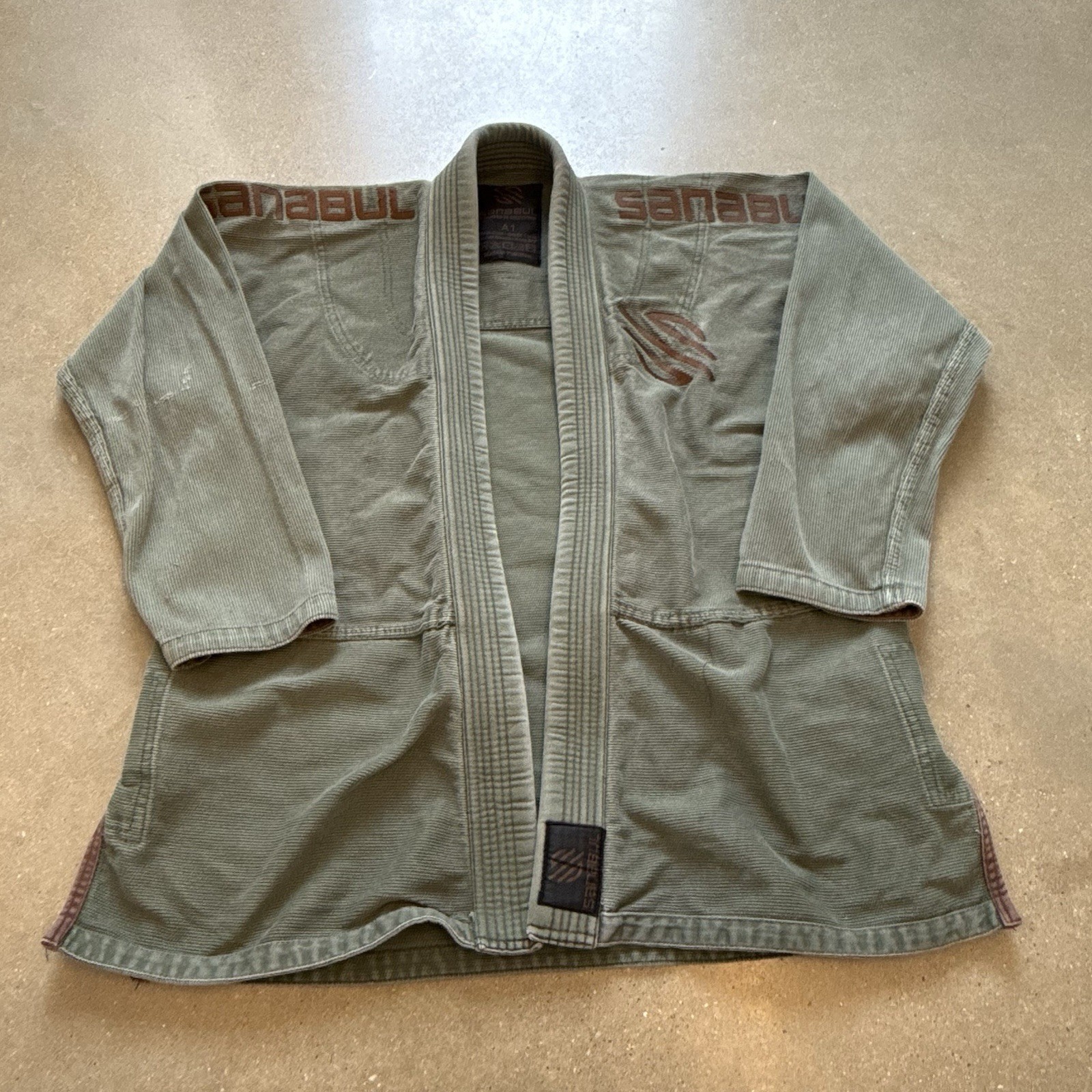 SANABUL Adult Size A1 Jiu Jitsu BJJ Gi Jacket Pants Green Cotton Martial Arts