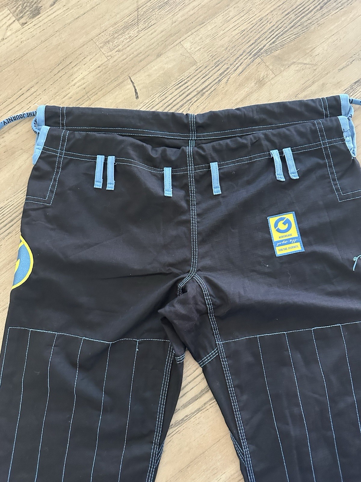 Gold BJJ Aeroweave Ultralight Gi A1 Black w/ Blue Stitching Complete BJJ Suit