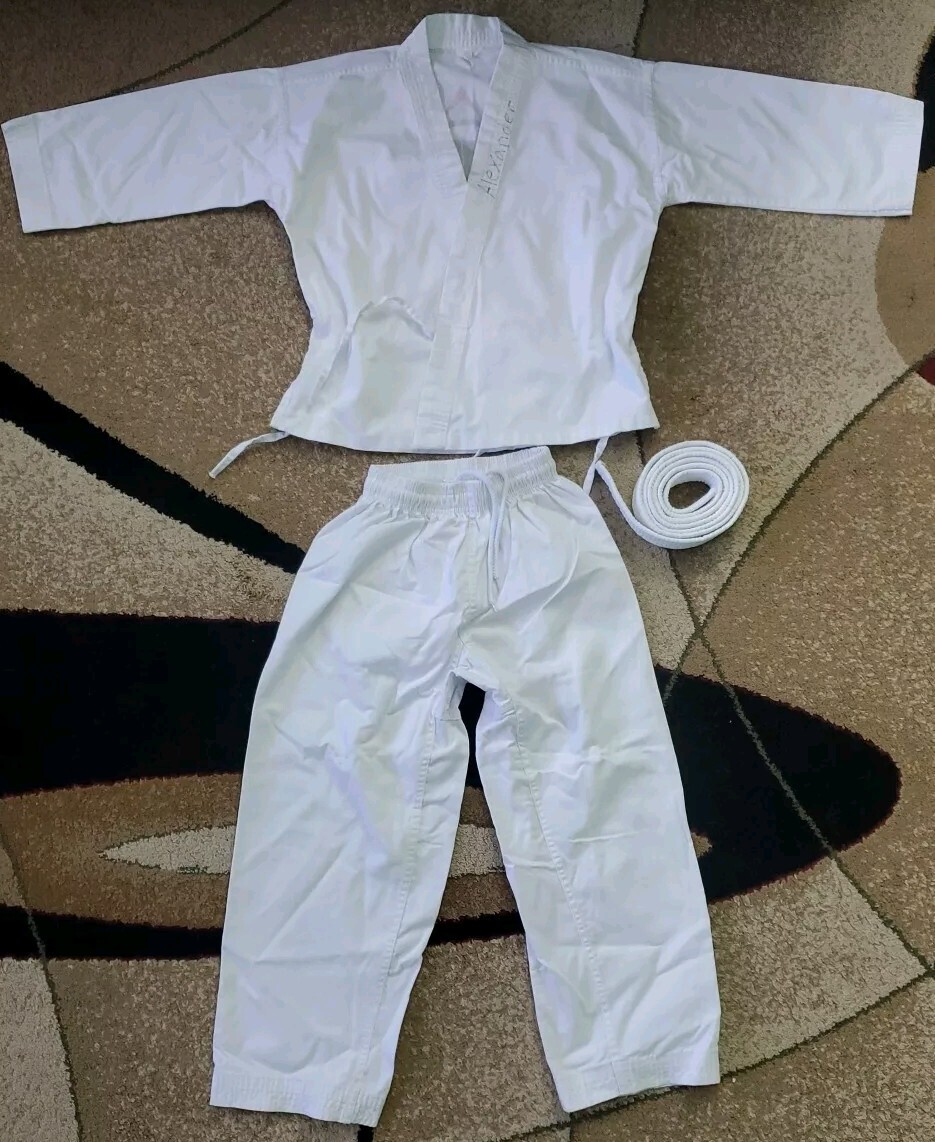 Martial Arts Jiu-Jitsu Kids 3 pcs Uniform, White, Size 1 (8-10 y.o.)