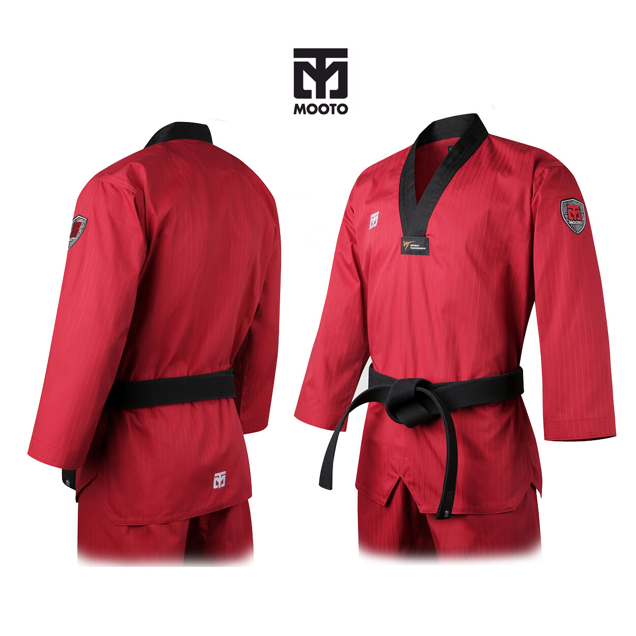 Mooto Uniform Gi Dobok V TaeKwonDo TKD Training Competition KTA WT Logo Red