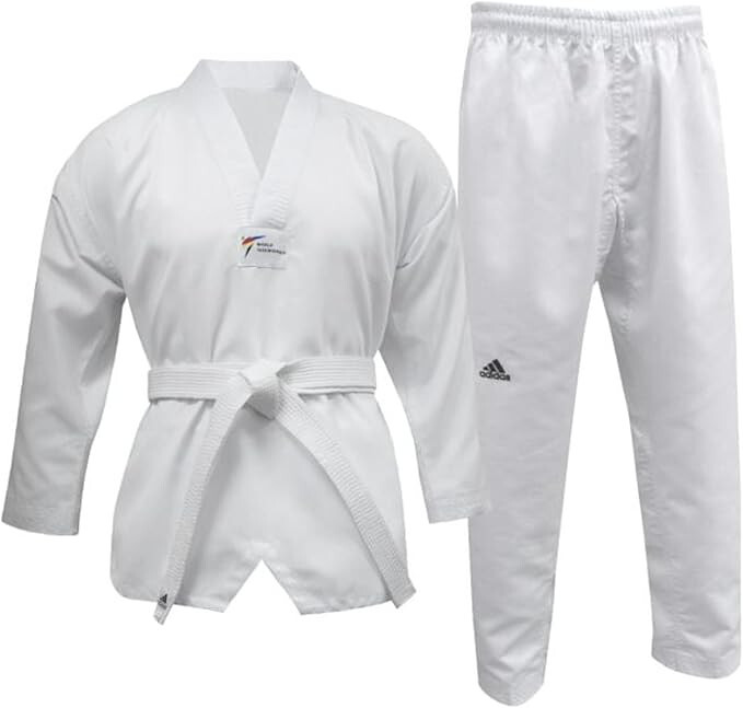 2PC ADIDAS World Taekwondo Student Dobok WHITE Uniform Men Women Child SIZE 160