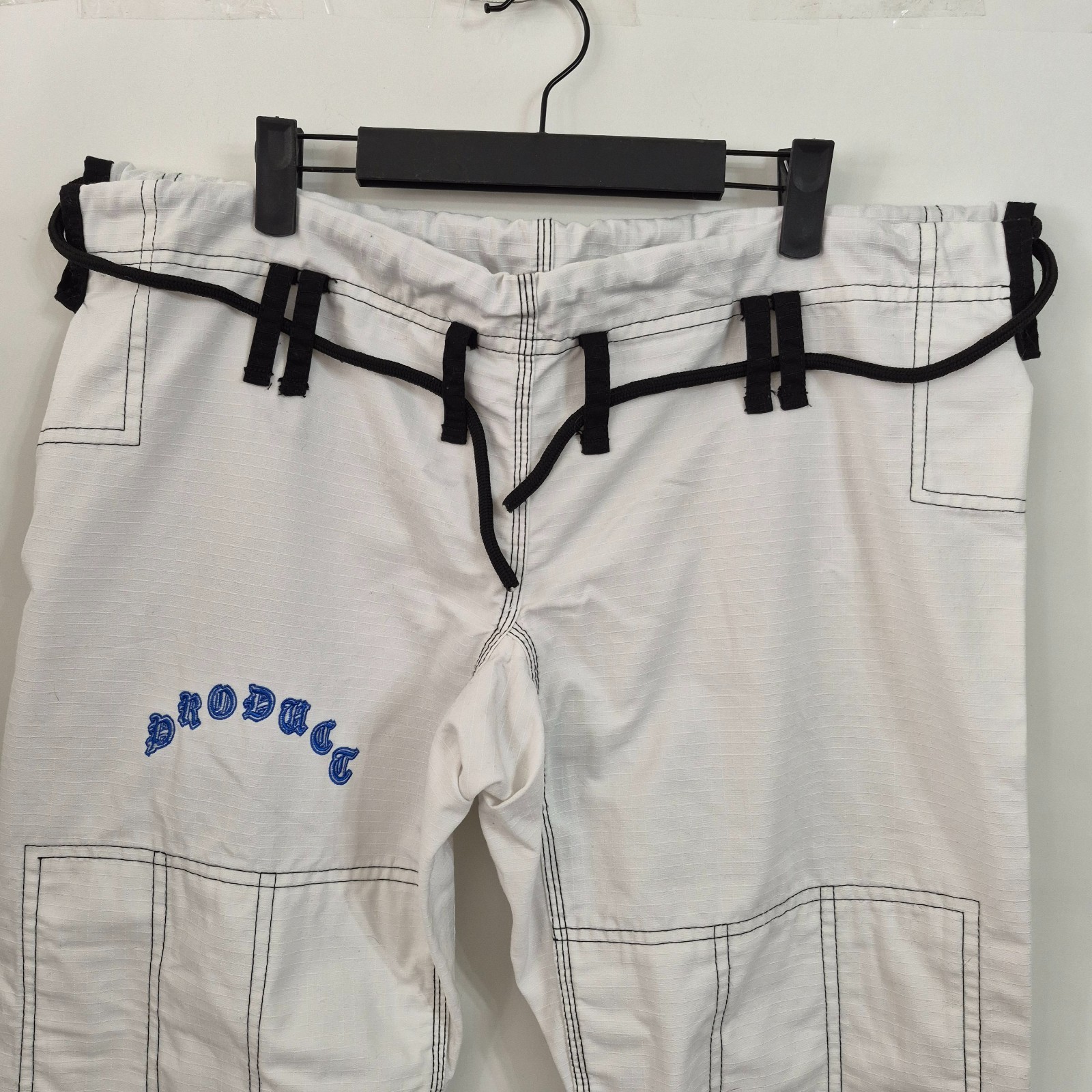 Brazilian Jiu Jitsu A1 Ripstop Gi Pants White Blue Embroidered Adult Mens