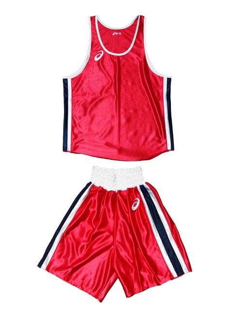 ASICS Amateur Boxing Wear Set / Top & Trunks Red NEW
