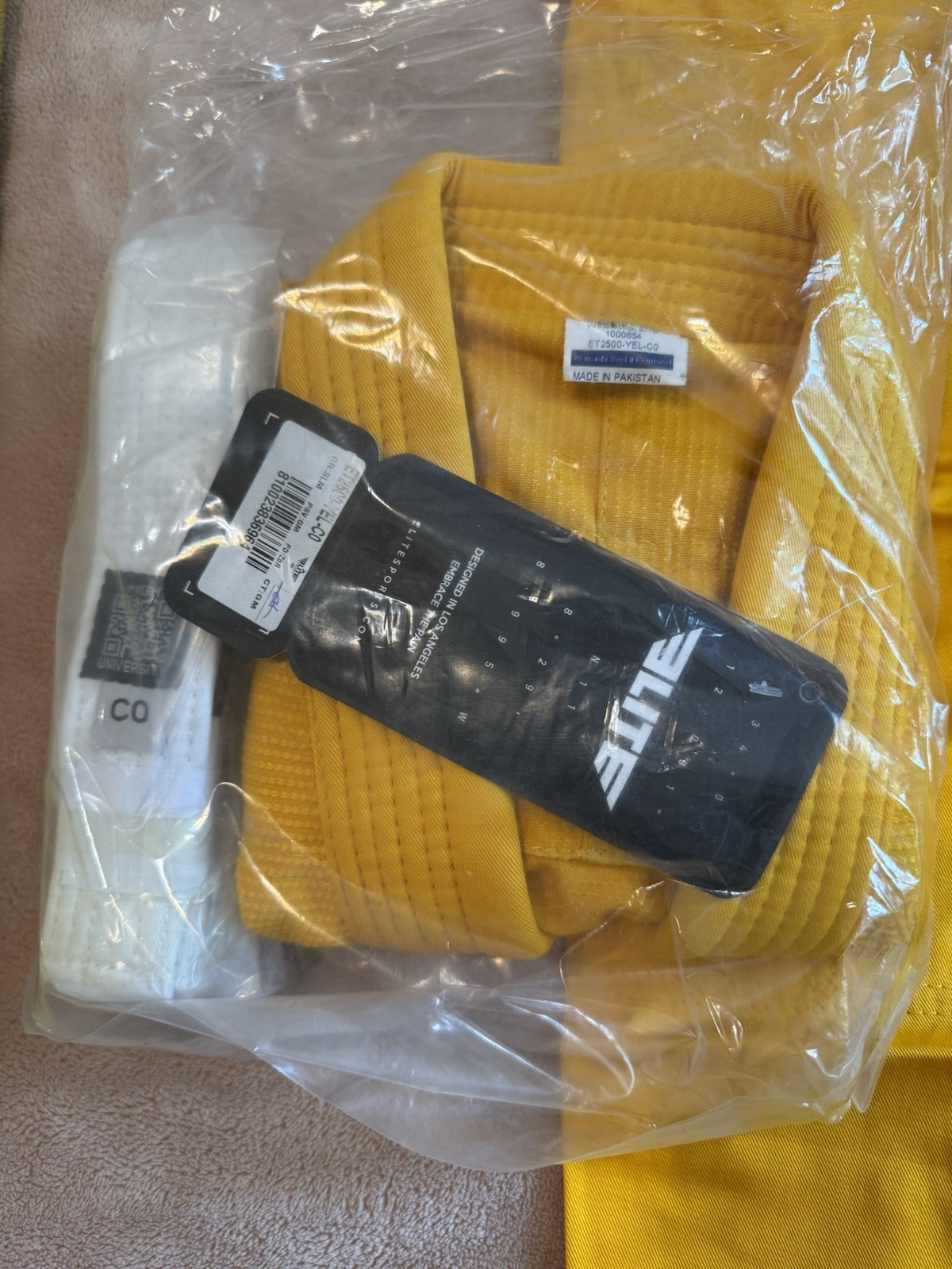 Elite Set Uniform Yellow Brazilian Jiu Jitsu Karate Taekwondo Kids ET2500- C0