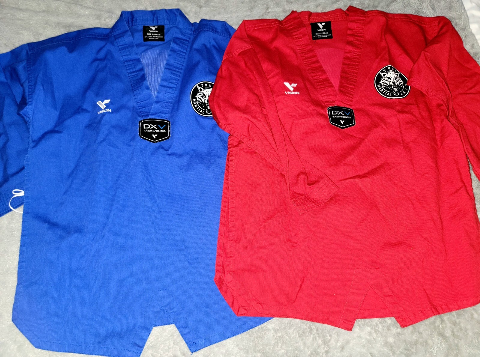 LOT of 2 Vision DXV Taekwondo Uniform Tops Size 2 True Martial Arts W/ Back Logo