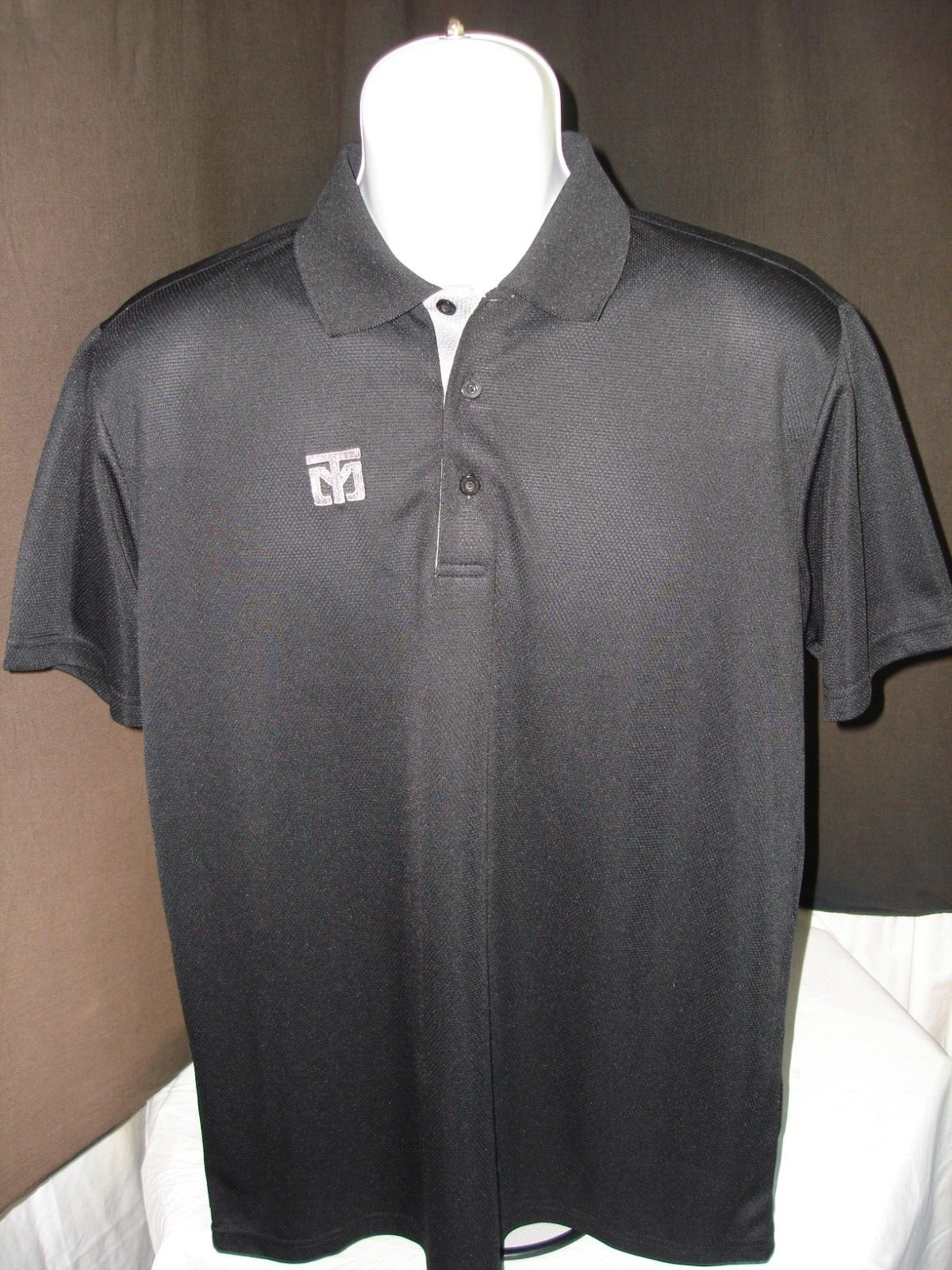 Rare MOOTO Martial Arts Solid Black 100% Lt.Wgt. Poly Mesh S/S Polo Shirt Sz. M
