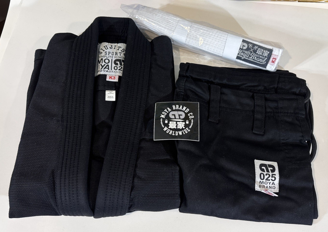 Moya Brand Kids GI 25 Flagship Jiu Jitsu Complete Kimono Size K3 Black 025