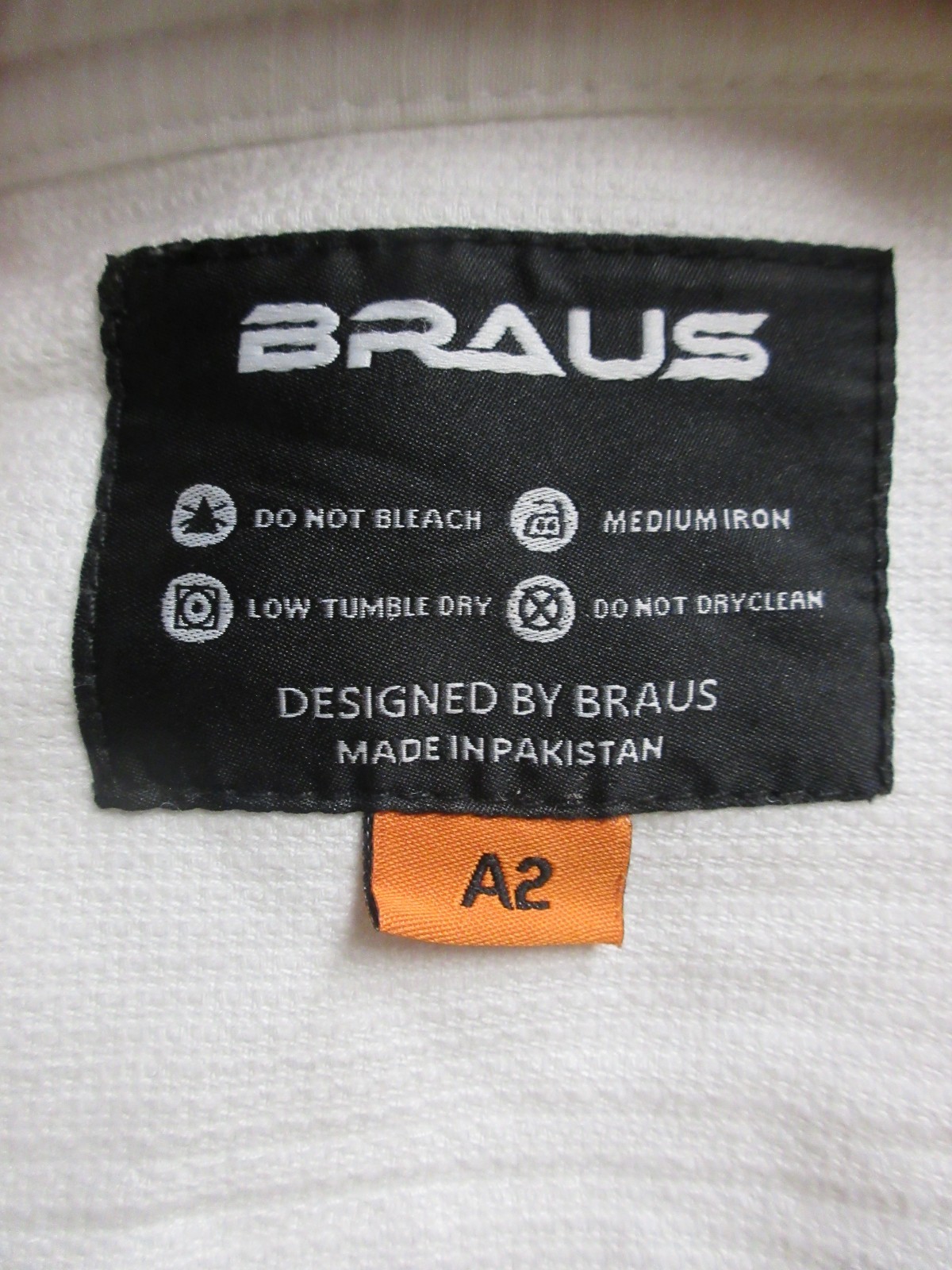 BRAUS RMA embroidered Men’s Traditional Brazilian Jiu Jitsu GI White A2