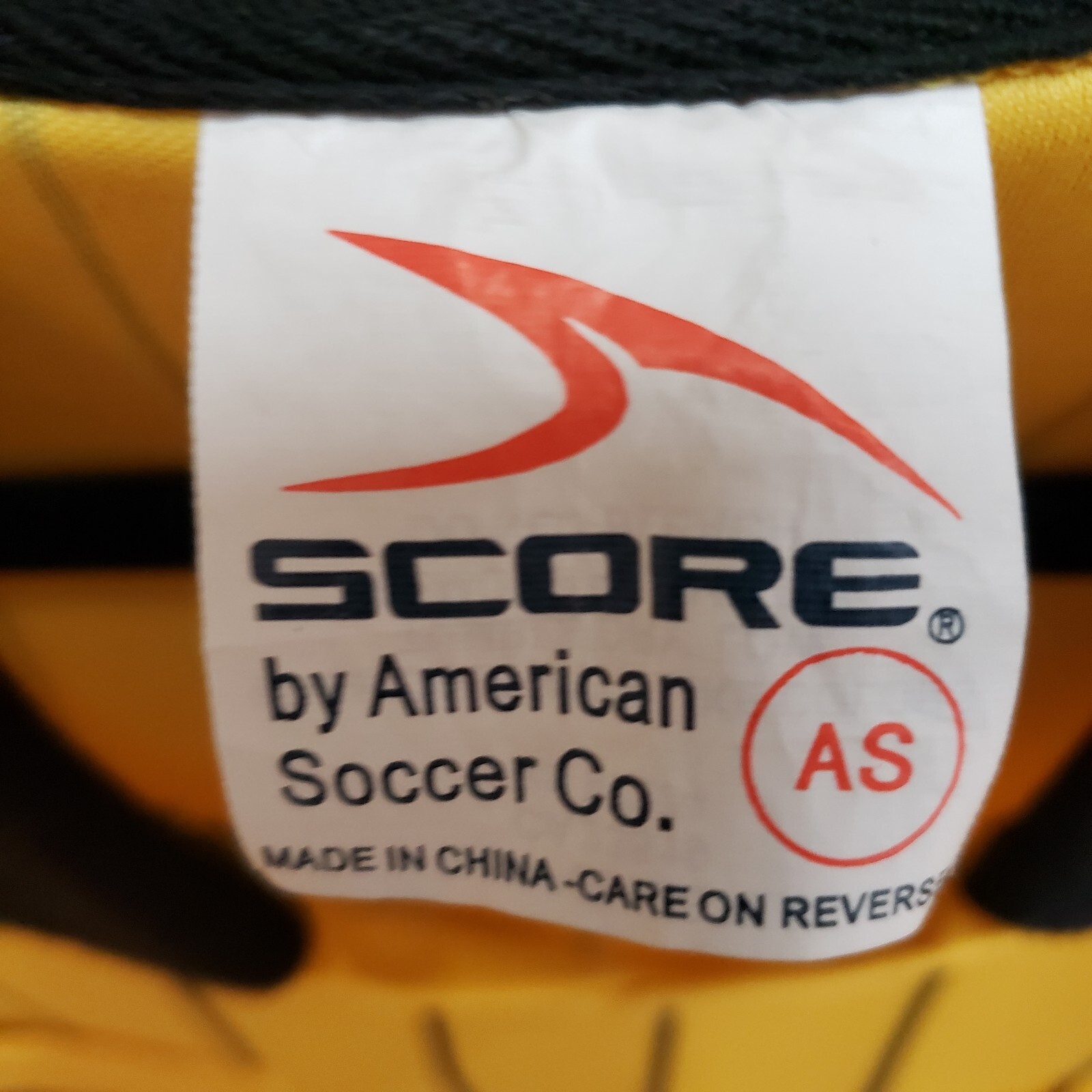 Score Soccer Shirt Adult Size S Yellow Black Striped Short Sleeve