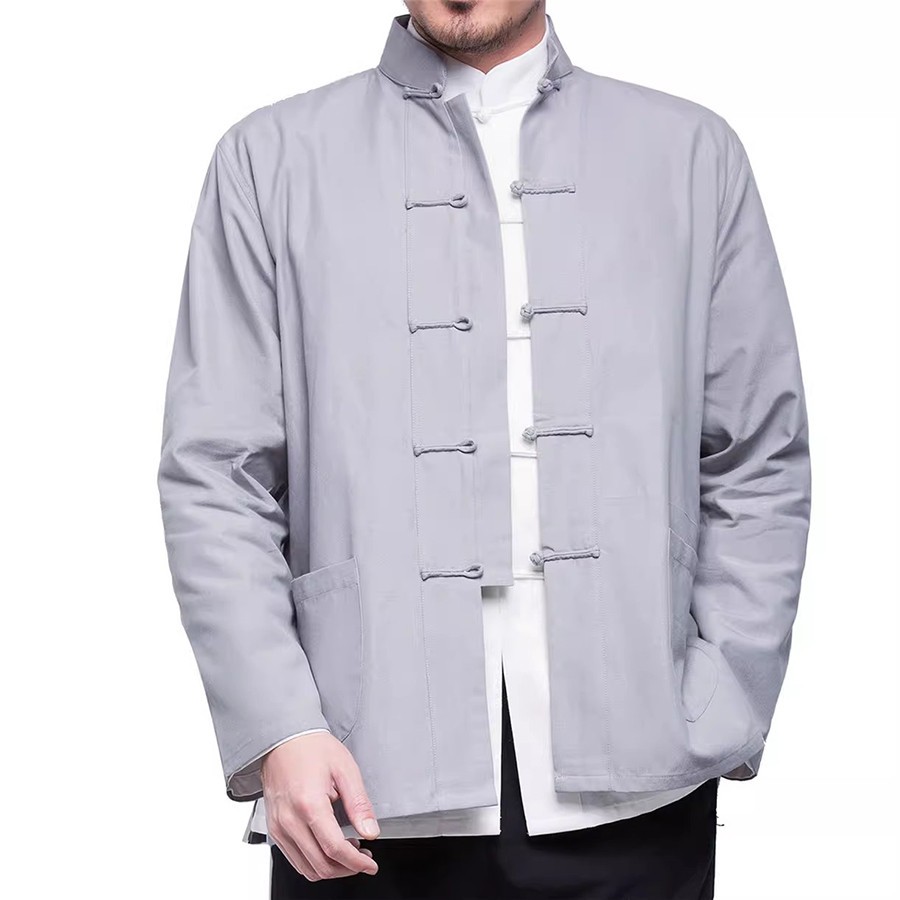 Mens Traditional Chinese Tang Suit Coat Jacket Kung Fu Wingchun Uniform Tops Hot