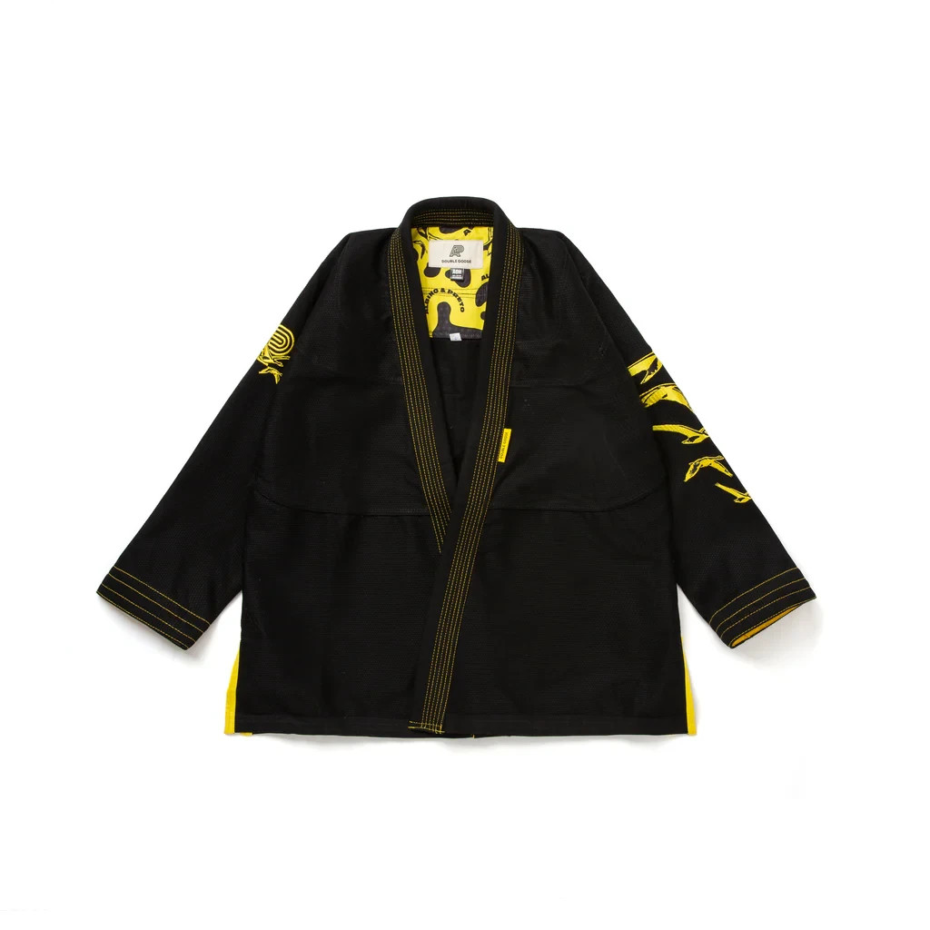 Albino and Preto A&P x DOUBLE GOOSE KIMONO Black BJJ Gi JIU JITSU Kimono 450 GSM