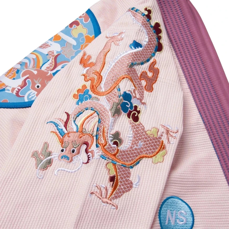Albino & Preto BJJ Gi Year of the Dragon Noreen Peach Jiu Jitsu Kimono 450GSM