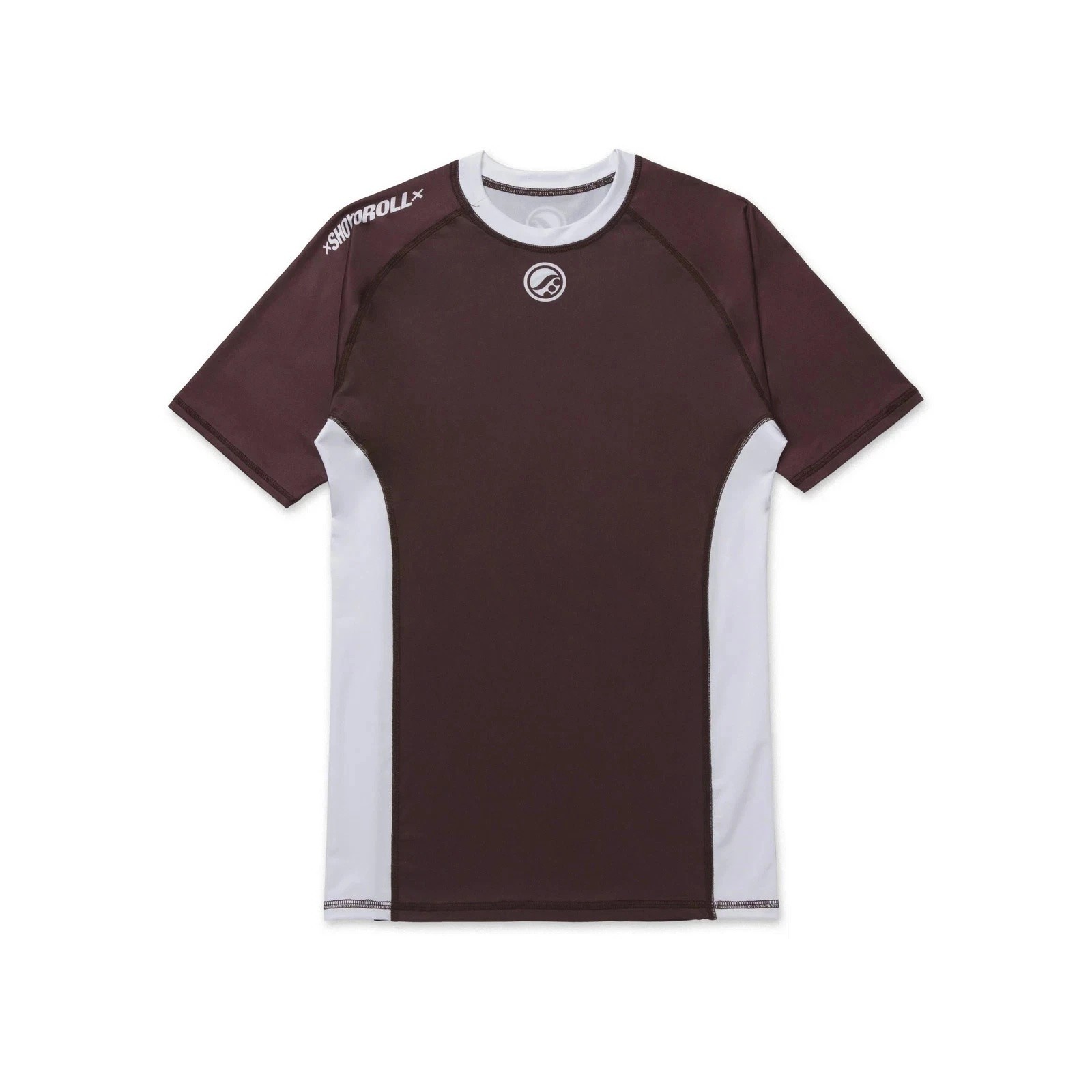 Shoyoroll Ranked Brown Short Sleeve BJJ Rash Guard Brazilian Jiu Jitsu No-Gi