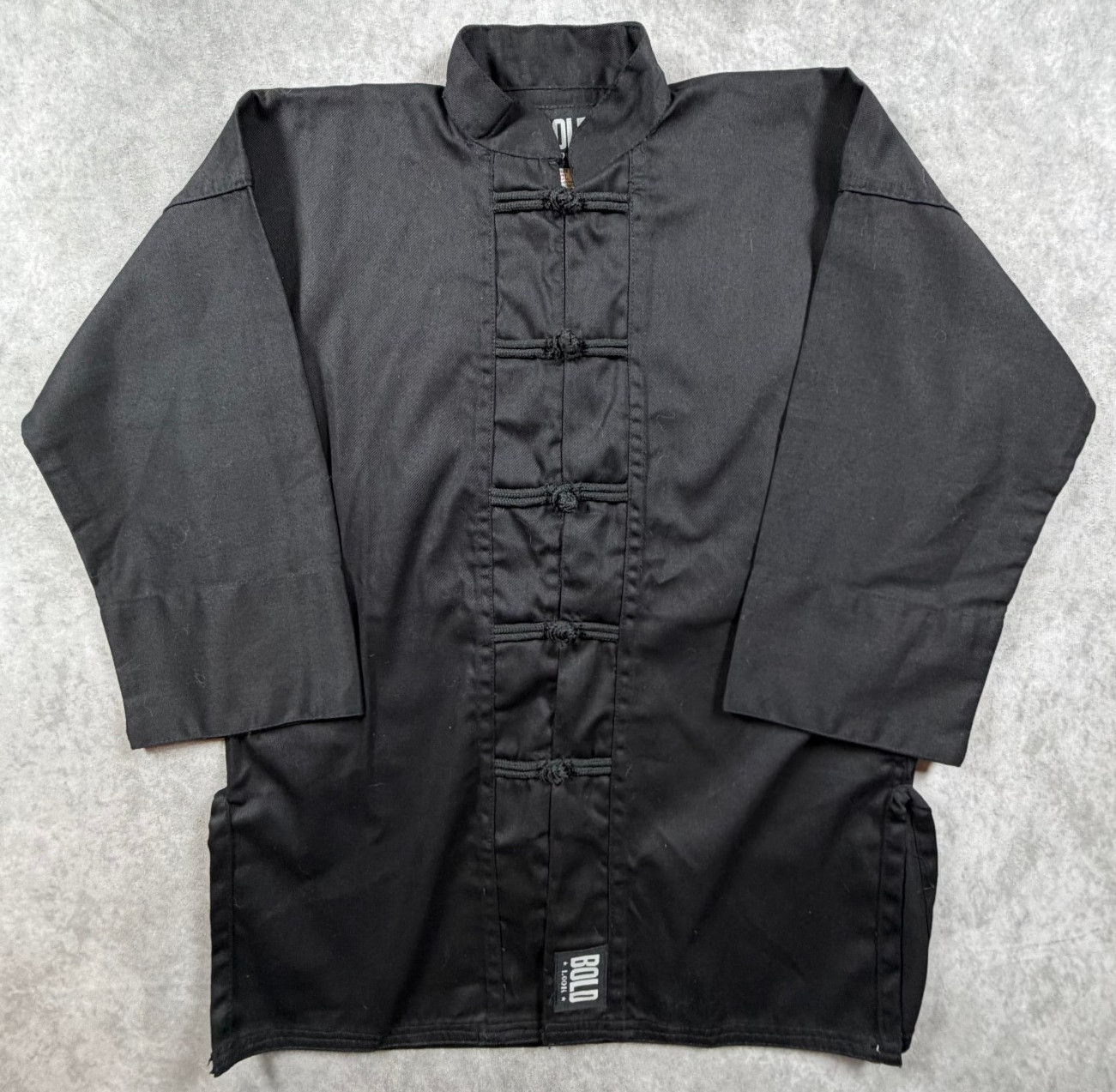 Bold Look Size CL Kung Fu Jacket Black Cotton Blend Frog Button Martial Arts