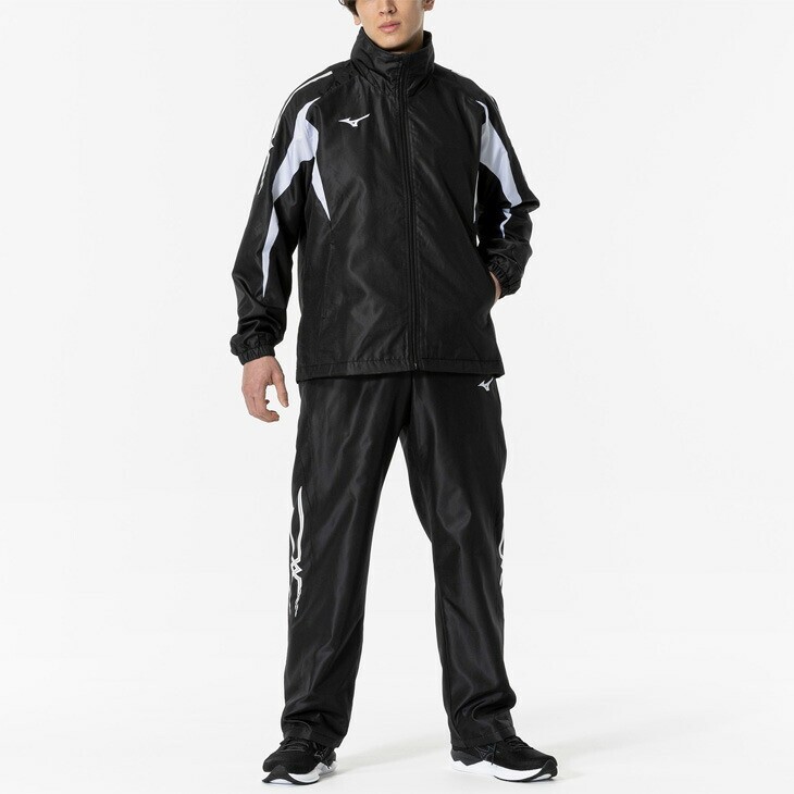 Mizuno Windbreaker Sports Wear Black Breath Thermo Warmer Jacket and Pants Set