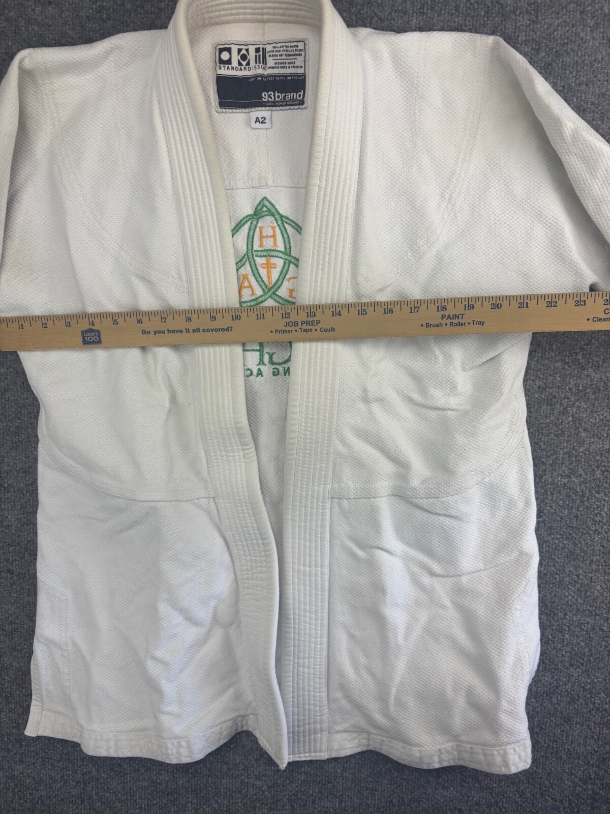 93 Brand Jiu Jitsu Gi Jacket Men’s A2 White MMA Hughes Grappling Academy Logo