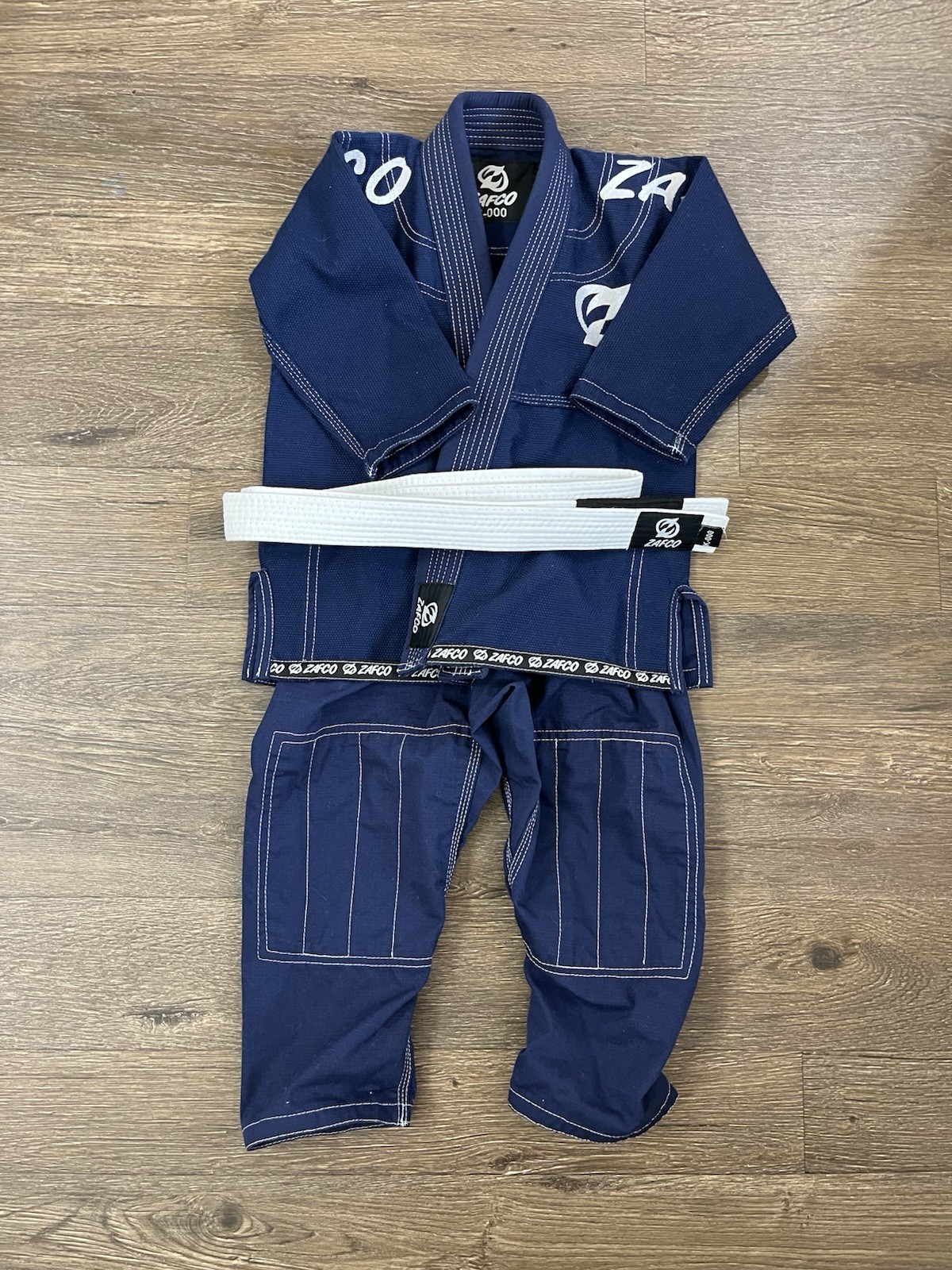ZAFCO Kids BJJ Gi Size K-000 Navy Blue with White Belt
