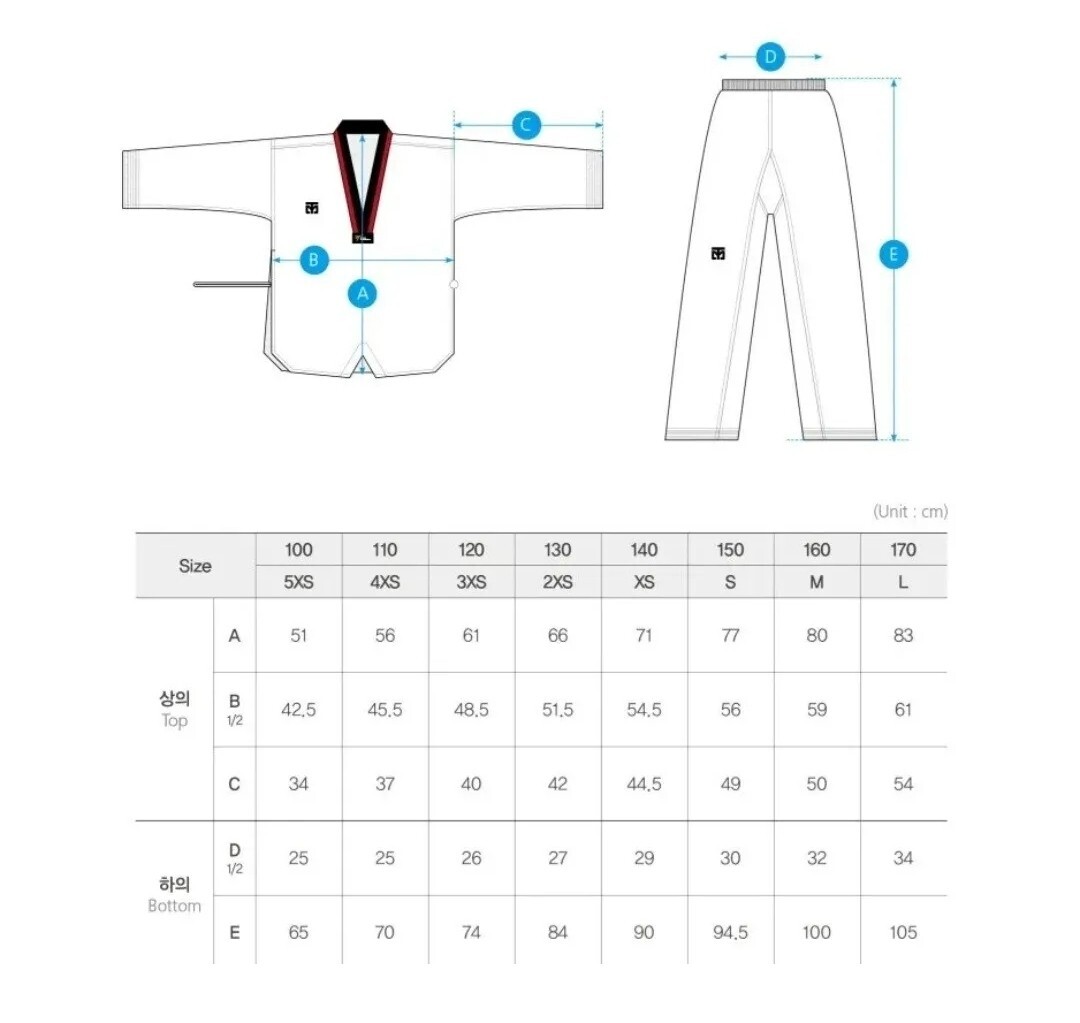 MOOTO MTX Basic Poom Uniform S2 TKD Taekwondo WT Dobok – 130 2xs (Top Only)