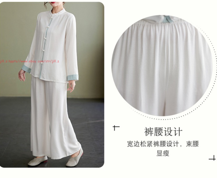 Women Tai Chi Suit Kung Fu Morning Exercise Uniform Cotton line martial arts Set