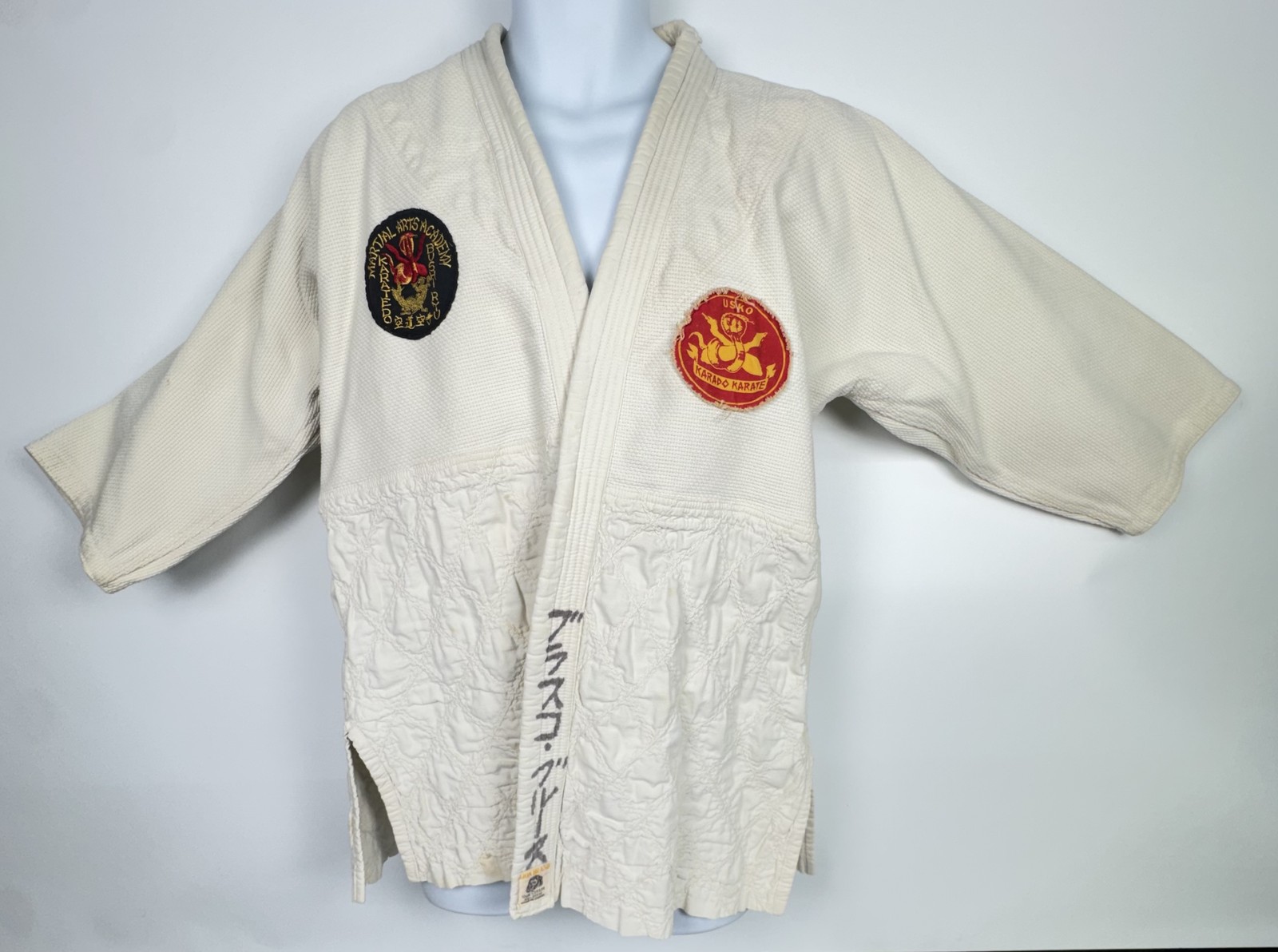 Vintage Lion Brand Japanese Karate Gi Top Jacket Martial Arts Uniform W/ Patches